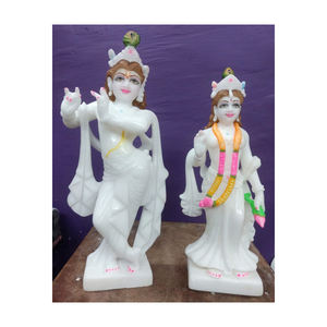 Estatua de Radha Krishna, mármol blanco - Product Image 1