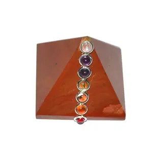 Kırmızı Jasper piramitleri çakra kabinleri ile | Taş mini piramitleri tedarikçi/taş piramit