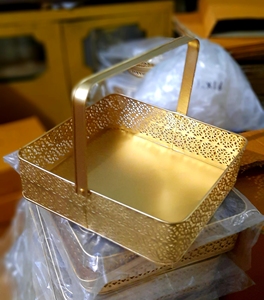 Bán buôn sắt vuông nhà đám cưới trang trí món Quà Vàng giỏ trái cây với xử lý Gấp thiết kế maaz Bộ sưu tập - Product Image 5