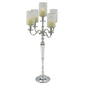 Bougeoir en aluminium de décoration de luxe avec 5 bras candélabres votifs en or cristal faits à la main à vendre à bas prix - Product Image 2