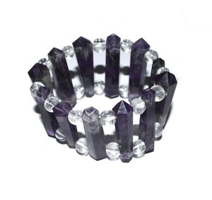 Pulsera de moda india curativa de puntos de amatista, pulsera de cuarzo curativa de cristal - Product Image 1