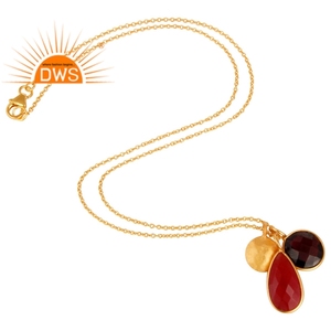 Collar con Colgante de Plata de Ley Hecho a Mano con Granate, Aventurina y Cuarzo Rojo Natural, Joyería de Plata al por Mayor - Product Image 3