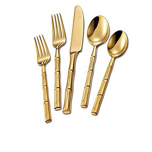 การออกแบบไม้ไผ่ชุดช้อนส้อมชุบทอง - Product Image 1