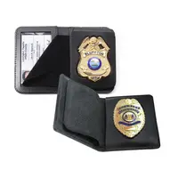 Billetera de cuero con insignia plegable para el Departamento de Aplicación de la ley, fire chief