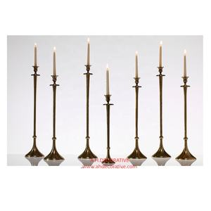 Mesa decorativa de aluminio y plata para boda, centro de mesa, candelabro, pilar para T, soporte de vela de Metal ligero, en venta - Product Image 5