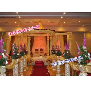 Grand Mandap de mariage en fibre de lotus, ensemble de mandap à six piliers, pagode entièrement en fibre pour mariage indien, pour Vivah Chicago - Product Image 1