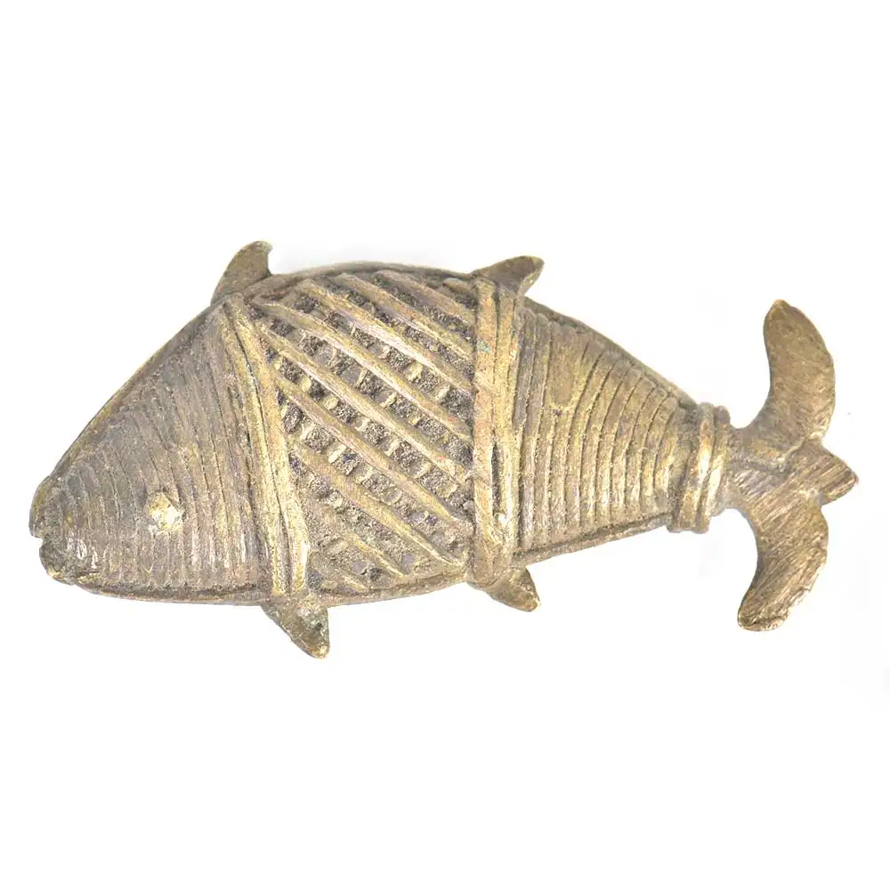 Patung Antik buatan tangan patung kuningan Dhokra seni suku ikan patung pernyataan potongan dekorasi barang hadiah