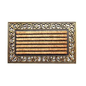 Tappetino elegante in gomma naturale di alta qualità e finitura metallizzata stampata a Coir-45cm x 75cm