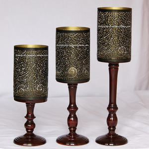 Dernier bougeoir de table décoratif pour la maison Nouveau design sur support en bois Porte-pilier d'occasion de Noël Ensemble de 3 pièces - Product Image 2