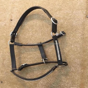 Caballito de cuero con relleno de vaca, cristal ostentoso de estilo halter disponible en diferentes tamaños y colores, con hebilla y anillos de latón pesado - Product Image 3