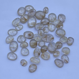 10มม. 20มม. 30มม. พลอยควอตซ์พลอยธรรมชาติสีทองจากผู้ผลิตแผ่นหลังเรียบ - Product Image 4