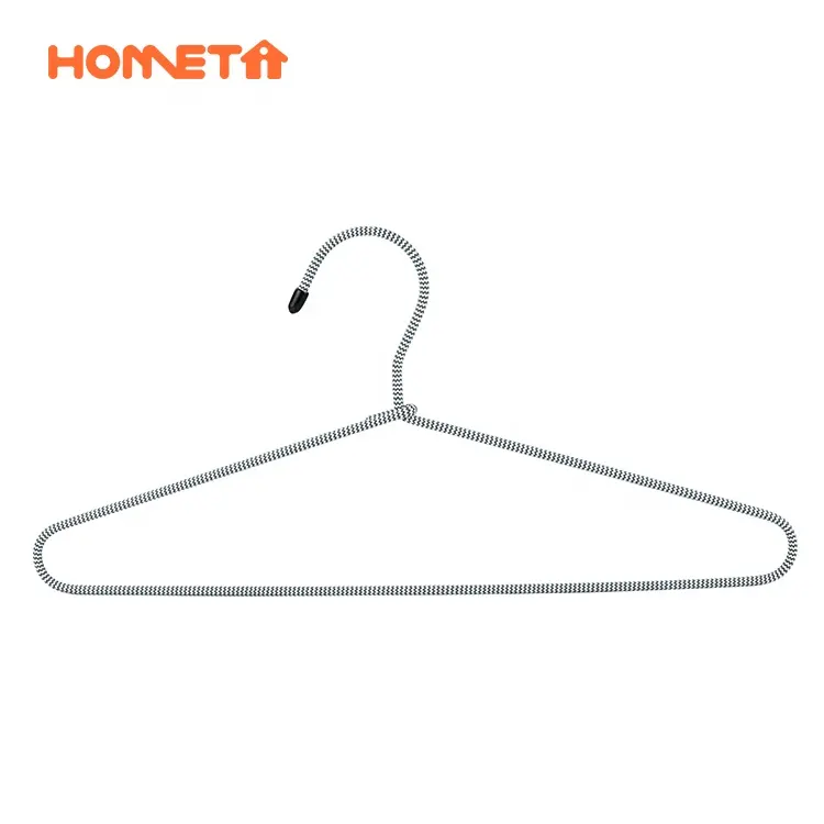 Hometime Factory Wholesale Non-slip Nylon Fabric Display Rope Cloth Braided Cord Wire Metal Hangers for cloths