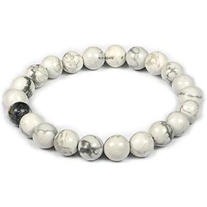 <b>Healing</b> <b>Crystal</b> Natural White Howlite Beaded Round <b>Bracelet</b> Semi-Precious Stone Crafts Charm <b>Bracelet</b> for Sale - Product Image 6