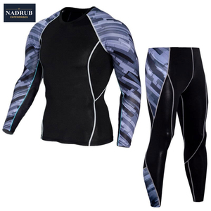 Conjunto de 2 Piezas de Leggings y Camisetas de Compresión de Alta Calidad para Hombre, para Correr y Gimnasio, Material Spandex/Poliéster - Product Image 3