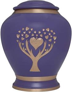 Urna de cremación hecha a mano grabada de metal pintada a mano brillante de tamaño adulto estándar para cenizas humanas - Product Image 5