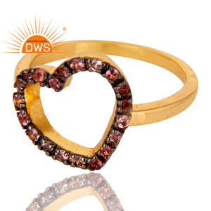 Indian hecho a mano 18K chapado en oro plata esterlina 925 corazón diseño rosa turmalina anillo joyería colección clásica - Product Image 2