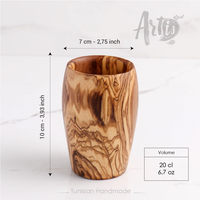 Mug ArtisRaw en bois d'olivier fait main, écologique, style Japandi, modèle DT001, pour cadeaux d'affaires, espresso et boissons froides/chaudes