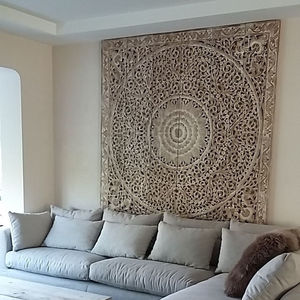 Panneaux en bois de teck de style art populaire Art mural décoratif sculpté pour la maison ou le bureau - Product Image 2