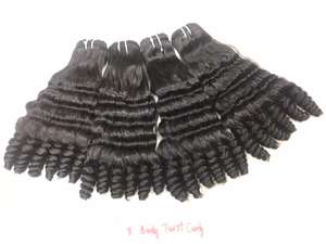 Body twist <b>curly</b> <b>Bundles</b> cuticles aligned VIRGIN Remy Double Machine Weft High Quality HUMAN HAIR EXTENSION wholesale price - Product Image 2