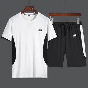 Ensemble 2 pièces d'été pour homme : T-shirt et short respirants, coupe ajustée, couleur unie personnalisée, imprimé, pour la course et l'entraînement - Product Image 4