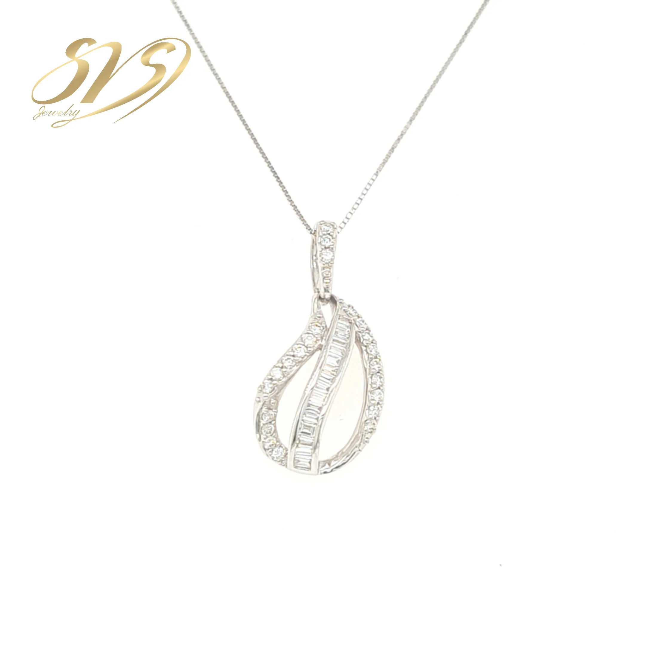 18K White Gold Natural Diamond Pendant and Charm Jewelry