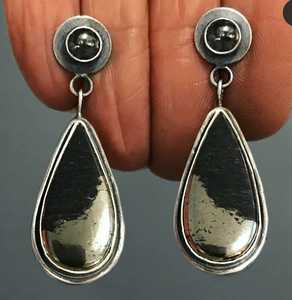 Boucles d'oreilles en pierres précieuses en forme de poire avec onyx noir rond minuscule pierre bijoux faits à la main 925 boucle d'oreille en argent Sterling massif - Product Image 5