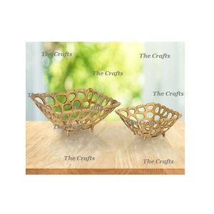 Bol de service rond décoratif pour mariage et décoration de la maison, en aluminium couleur or, à prix abordable - Product Image 3