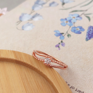 แหวนผู้หญิงประดับพลอยคุณภาพสูง เงินแท้ 925 ชุบทองคำสีกุหลาบคลาสสิก - Product Image 3
