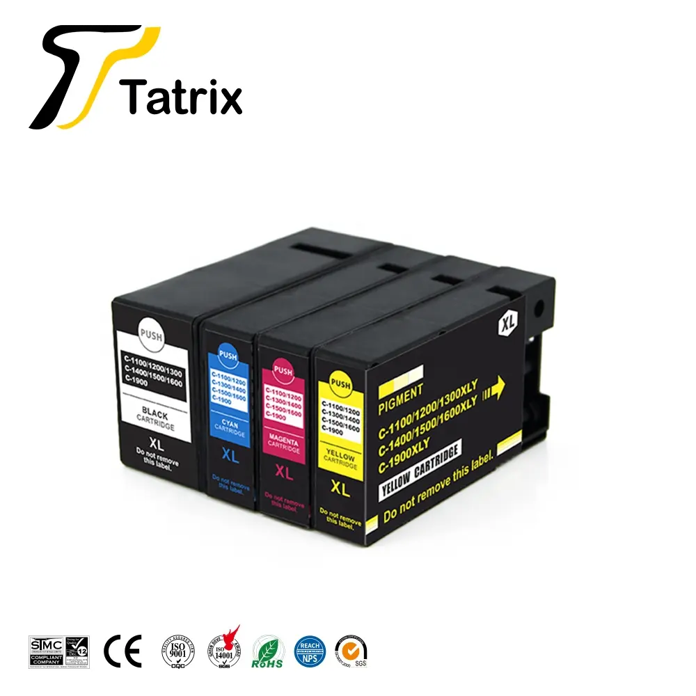 Tatrix PGI-1100XL PGI-1200XL PGI-1300XL PGI-1400XL PGI-1500XL PGI-1600XL PGI-1900XL Premium uyumlu mürekkep Canon için kartuş