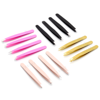 Pinzas para Cejas de Calidad Profesional al por Mayor, Marca Personalizada, Curvas y Inclinadas, Herramientas de Belleza Cosmética Personalizadas de Acero Inoxidable