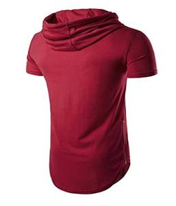 Chemise à capuche pour hommes, sweat-shirt personnalisé à manches courtes, avec fermeture éclair, plusieurs couleurs - Product Image 6