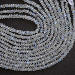 Pierre de lune arc-en-ciel naturelle rondelles à facettes cristal blanc pierres de guérison brin pour la fabrication de bijoux perles - Product Image 4