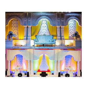 Decoración de escenario de fibra de alta calidad, decoración de escenario de boda asiática, con temática blanca de lujo - Product Image 1