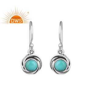 Boucles d'oreilles pendantes naturelles zircon Turquoise, bijou en argent 925 avec des pierres précieuses, vente en gros - Product Image 1