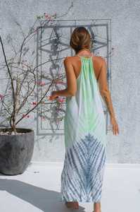 Tie Dye Summer Vacation Plus Sin mangas Maxi vestidos Mini Summer Vacation Long Tie Dye Maxi vestido Escote redondo Sin mangas - Product Image 6