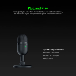 <span class=keywords><strong>Razer</strong></span> Seiren-<span class=keywords><strong>Mini</strong></span> micrófono de condensador USB, dispositivo de transmisión ultracompacto con patrón de pastilla supercardioide plateada - Product Image 6