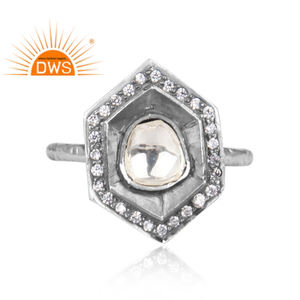 Anillo de Plata de Ley 925 con Cristal de Circonita en Forma de Hexágono, Joyería Tribal para Mujer, Regalo para Ella - Product Image 2