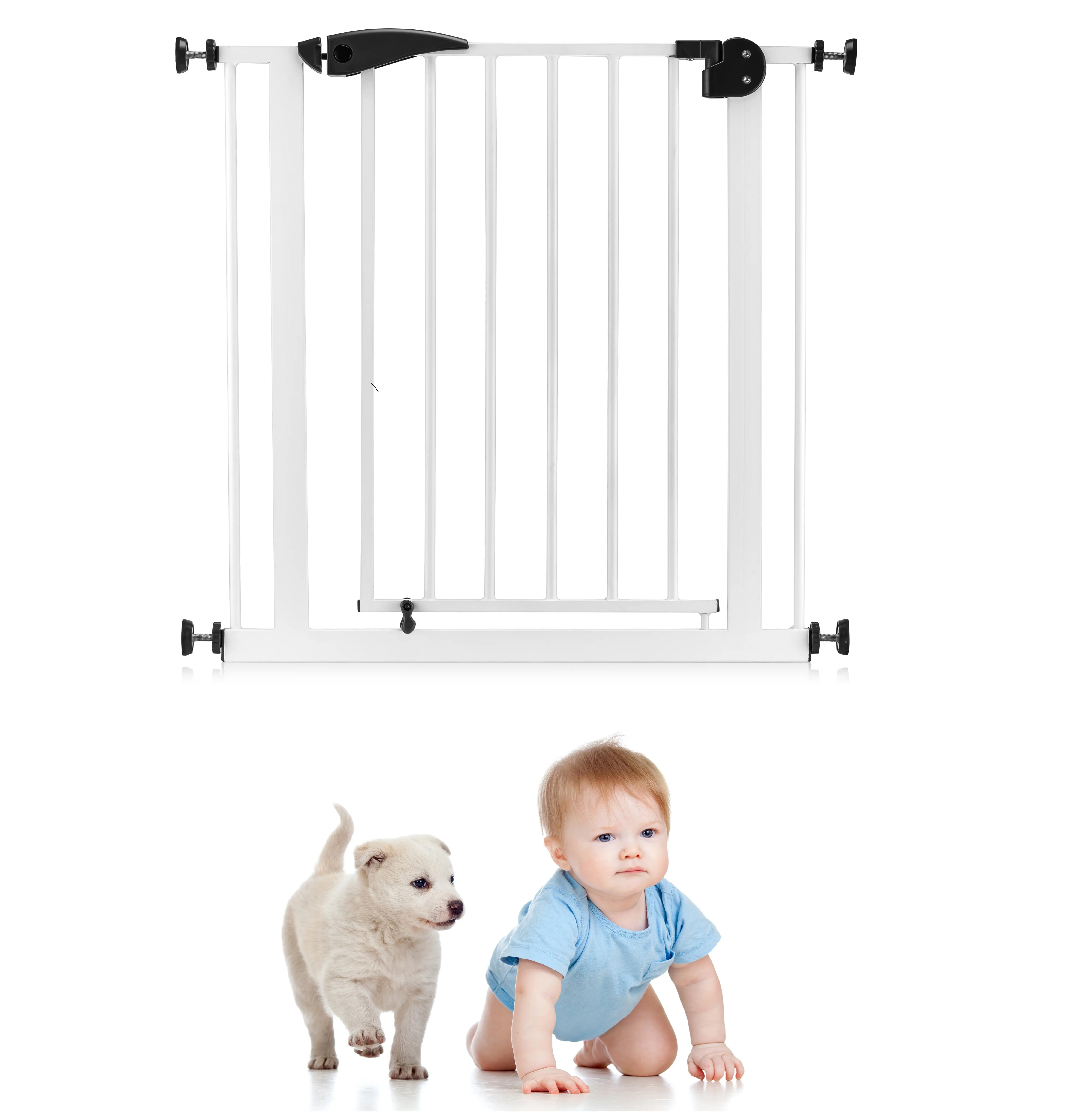 Protetor de porta de segurança fácil para crianças, proteção de segurança para animais de estimação, portão de metal