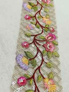 Custom Made Hand Embroidered Floral and Ethnic 1 Inch Broad Laces in Assorted Sizes and Colors for <b>Wedding</b> Dresses. - Product Image 5