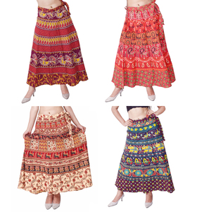 อินเดียยิปซีฮิปปี้ Jaipuri พิมพ์ผ้าฝ้ายชุดกระโปรงยาวย่น - Product Image 3