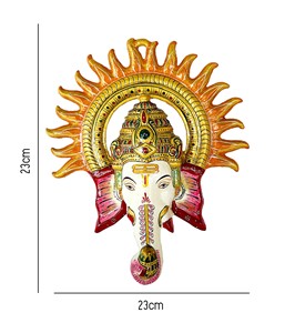 Colgante de pared de Metal Meenakari Lord ganesha ji face & surya, decoración de pared de ganesha Ganpati, vastu surya ganesha - Product Image 1