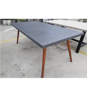 Ensemble de meubles d'hôtel personnalisés de luxe GRC moderne léger en béton loisirs table basse Table de salle à manger chaises en bois - Product Image 1