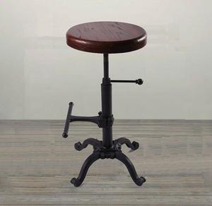 Tabouret industriel moderne indien en cuir et fer réglable pour bar et meubles de salon - Product Image 4