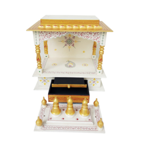 हस्तनिर्मित लकड़ी के मंदिर क्लासिक भारतीय विवाह उपहार दीवार घर के लिए वेदी पर घुड़सवार वेदी - Product Image 5