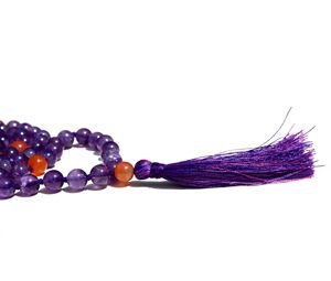Collar de cuentas Mala de 108 de alta calidad, estilo bohemio, joyería de Yoga hecha a mano larga, regalo, amatista, piedra preciosa cornalina para budismo - Product Image 5