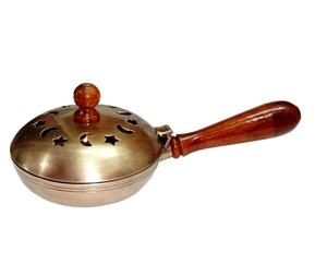 Brûleur d'encens en laiton Star Design avec manche en bois Diffuseur d'aromathérapie élégant et porte-encens - Product Image 1