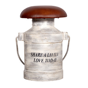 Simple Design Leather & Iron Industrial Stool - Product Image 5