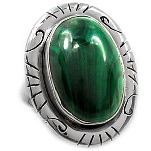 Anillo de piedras preciosas de Plata de Ley 925 para mujer, joyería de boda de moda de malaquita verde auténtica, anillos de plata de malaquita de corte ovalado Natural - Product Image 1