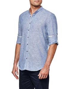 Chemise fine à rayures pour hommes, avec manches longues, en popeline, tenue imprimée en fil de coton colorée, de haute qualité, nouvelle collection 100% - Product Image 2