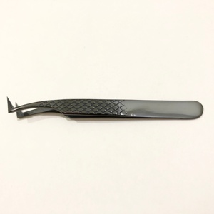 Pince à épiler professionnelle d'extension de cils en acier inoxydable noir plasma méga volume fibre durable pointue pour une utilisation de marque privée - Product Image 2